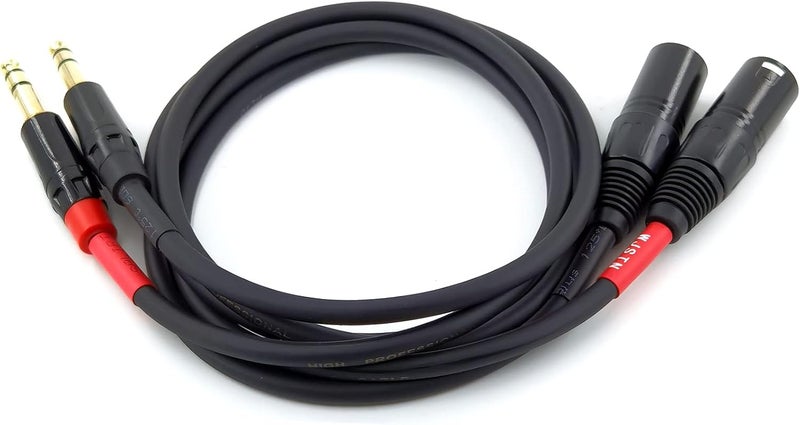 محول استريو 024 XLR إلى 1/4 TRS، 6.35 مم ثنائي القناة إلى ذكر XLR 3 دبابيس، محول كابل ميكروفون متوازن استريو XLR إلى 1/4 استريو غير متوازن (6 أقدام) - Image 1
