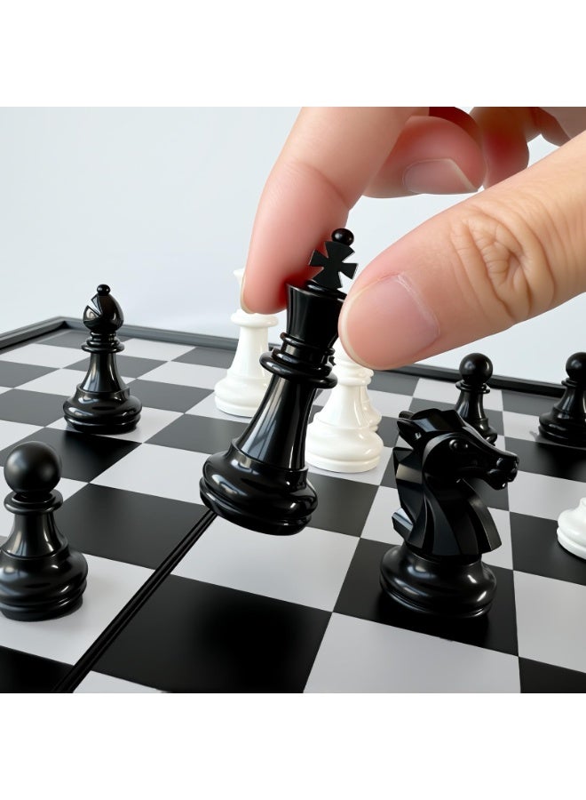 EVEREEN 2-in-1 Travel Magnetic Chess Set (13-Inch), Folding and Portable Board Game, Travel Size Board with Waterproof Pieces, Portable Game for Adults, Kids - Image 4