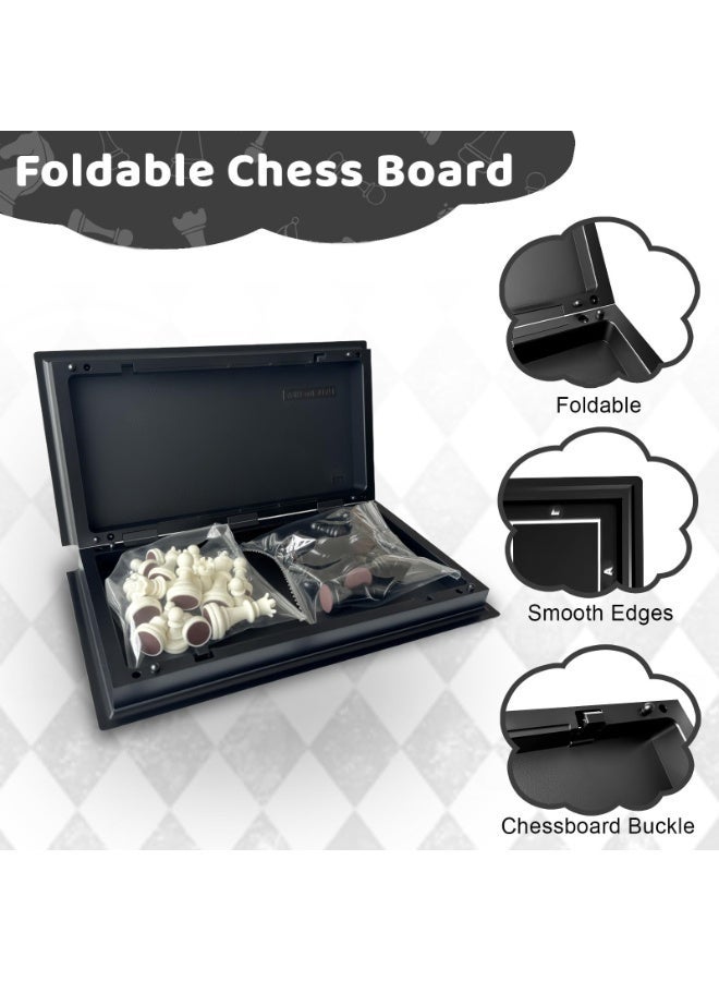 EVEREEN 2-in-1 Travel Magnetic Chess Set (13-Inch), Folding and Portable Board Game, Travel Size Board with Waterproof Pieces, Portable Game for Adults, Kids - Image 3
