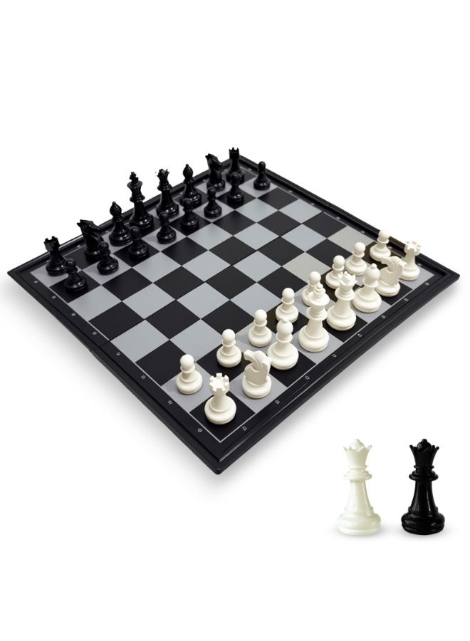 EVEREEN 2-in-1 Travel Magnetic Chess Set (13-Inch), Folding and Portable Board Game, Travel Size Board with Waterproof Pieces, Portable Game for Adults, Kids - Image 1