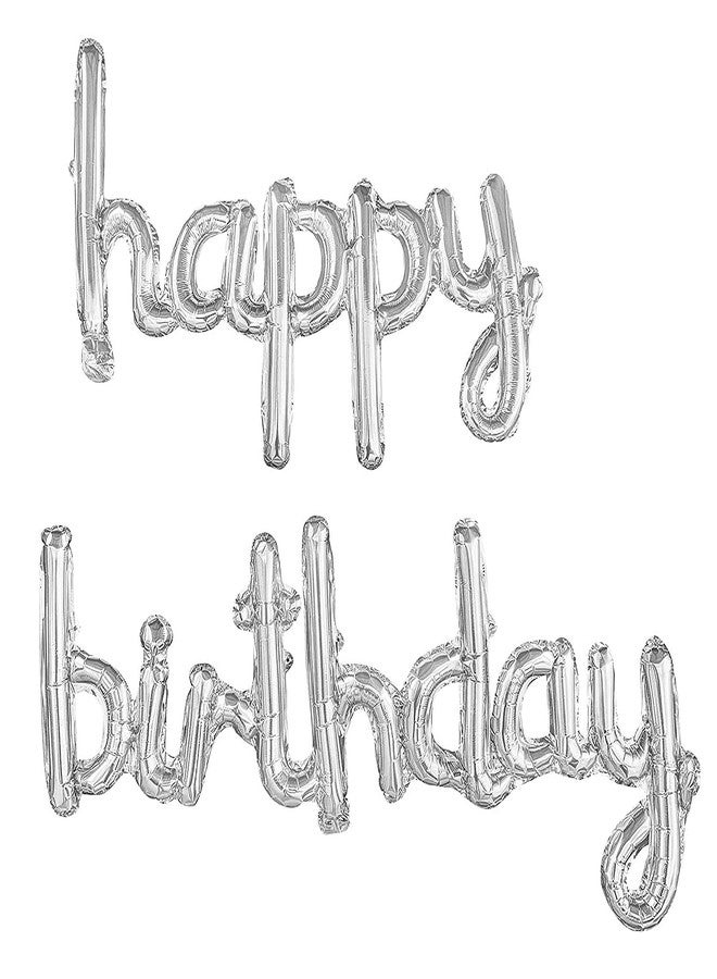 Crackles Birthday Silver Foil Balloons in Small Letters for Birthday Decorations, Large (P-HBSS-60-IP) - Image 1