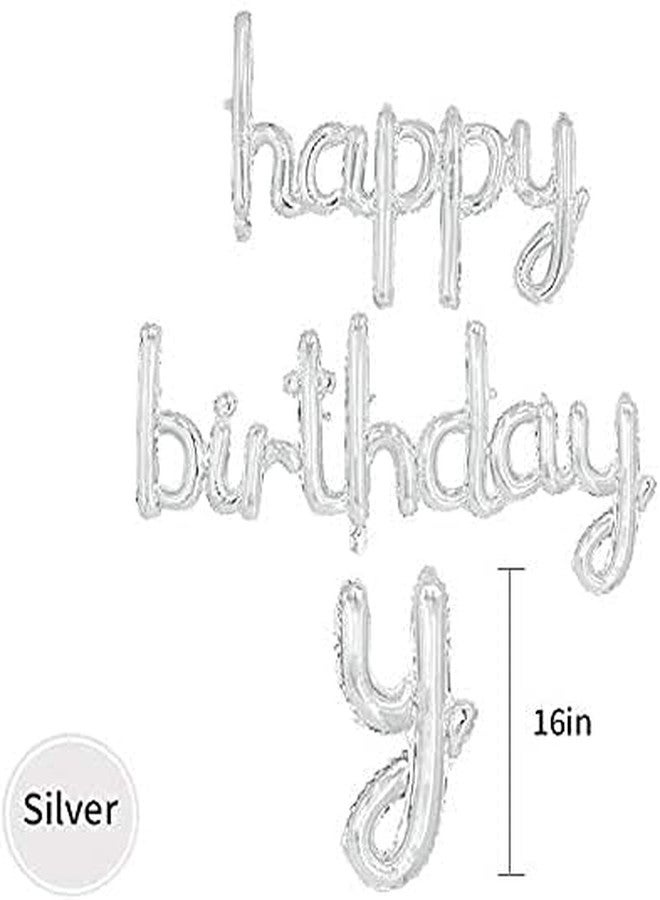 Crackles Birthday Silver Foil Balloons in Small Letters for Birthday Decorations, Large (P-HBSS-60-IP) - Image 3