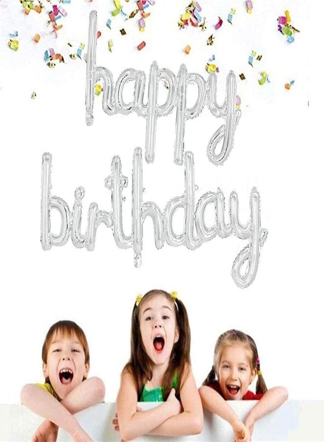 Crackles Birthday Silver Foil Balloons in Small Letters for Birthday Decorations, Large (P-HBSS-60-IP) - Image 4
