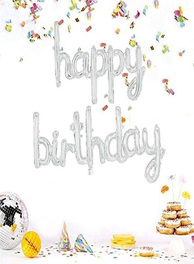 Crackles Birthday Silver Foil Balloons in Small Letters for Birthday Decorations, Large (P-HBSS-60-IP) - Image 5