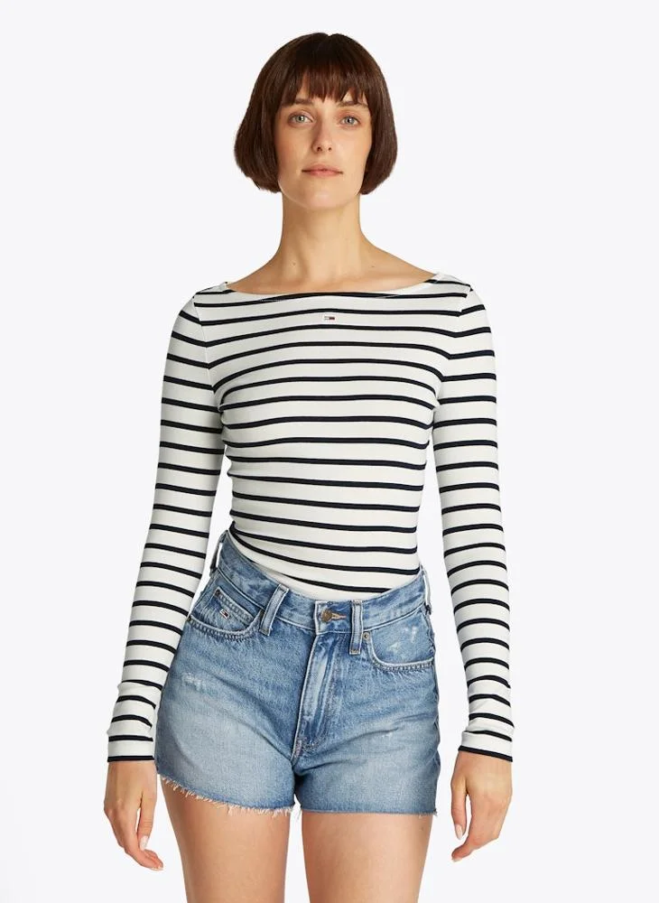 TOMMY JEANS Striped Boat Neck T-Shirt