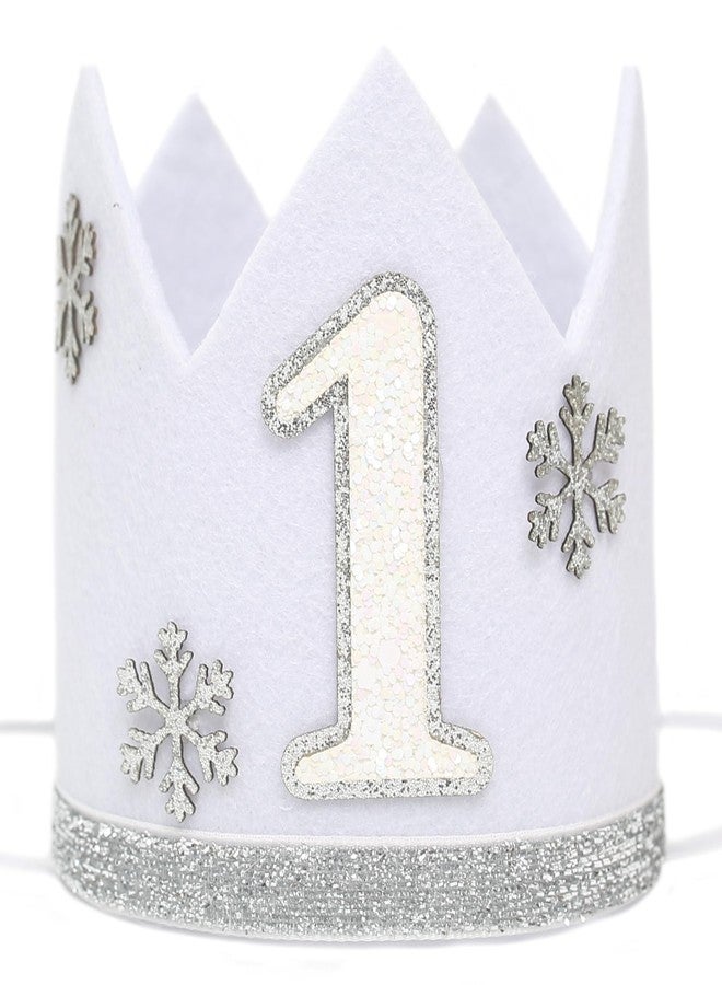 HGFC Snowflake 1st Birthday Party Hat - First Birthday Winter Onederland Crown,Snowflake Photo Props - Image 1