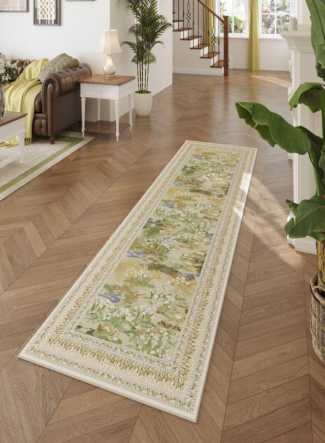 Rugcomf Runner Rug Impressionist-Style Vintage Kitchen Rugs Non Slip Washable Soft Carpet Runner for Kitchen Laundry Bedroom Bathroom, Beige - Image 3