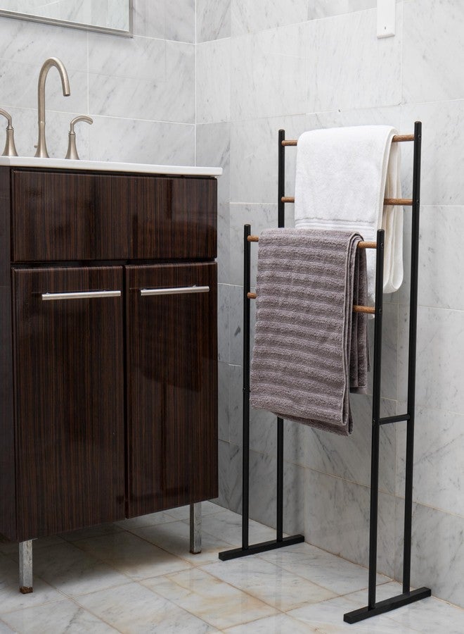 Mind Reader Towel Rack, Bathroom Storage, Drying Stand, Hot Tub Accessory, Freestanding, Metal, 22.6" L x 12" W x 36" H, Black - Image 2