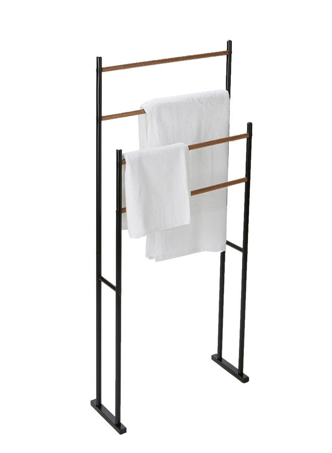 Mind Reader Towel Rack, Bathroom Storage, Drying Stand, Hot Tub Accessory, Freestanding, Metal, 22.6" L x 12" W x 36" H, Black - Image 1