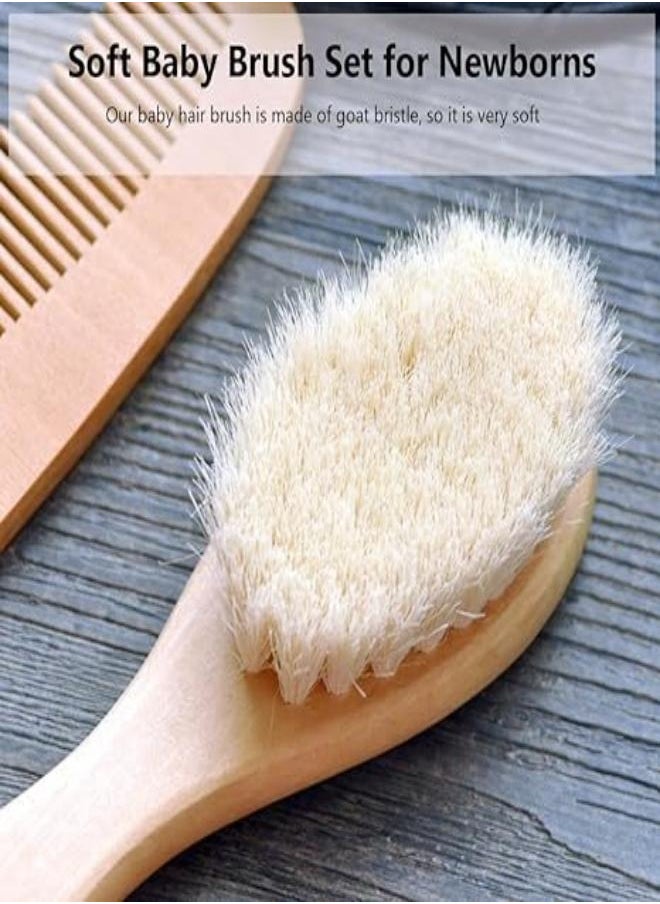 M MIAOYAN Hairbrush and Comb Set for Newborns and Toddlers Eco-Safe Brush for Cradle Cap Natural Wood Comb Perfect Baby Shower and Registry Gift (Baby Hairbrush and Comb Set)  - Image 3