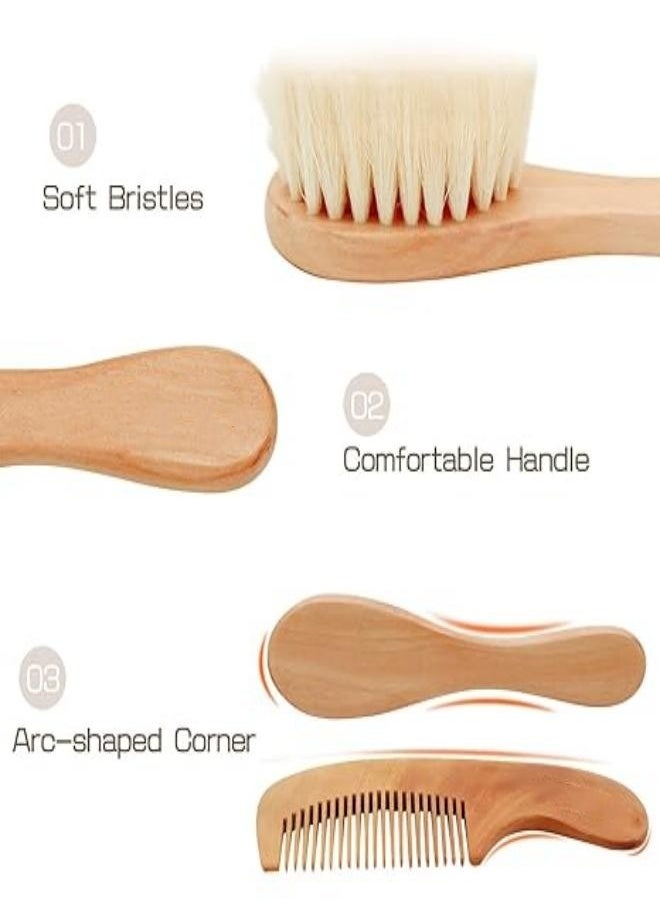 M MIAOYAN Hairbrush and Comb Set for Newborns and Toddlers Eco-Safe Brush for Cradle Cap Natural Wood Comb Perfect Baby Shower and Registry Gift (Baby Hairbrush and Comb Set)  - Image 4