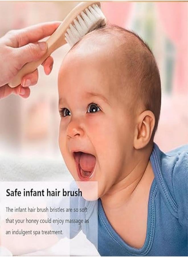 M MIAOYAN Hairbrush and Comb Set for Newborns and Toddlers Eco-Safe Brush for Cradle Cap Natural Wood Comb Perfect Baby Shower and Registry Gift (Baby Hairbrush and Comb Set)  - Image 2