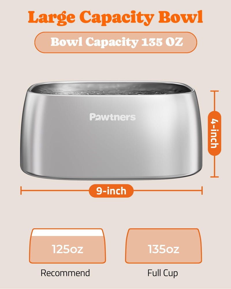 Pawtners 4L Large Stainless Steel Dog Bowls, Dog Water and Food Bowl for Large Breed Dogs with Non-Slip Base, Metal Pet Bowls Easy to Clean, Indoor Outdoor Use, 135oz, Silver - Image 4
