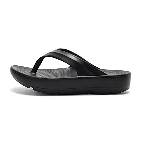 FUNKYMONKEY Flip Flops for Women Arch Support Comfort Thongs Sandals (7 M US, BLACK A) - Image 2