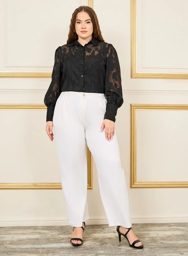 ستايلي Plus Sheer Burnout Texture Regular Fit Shirt