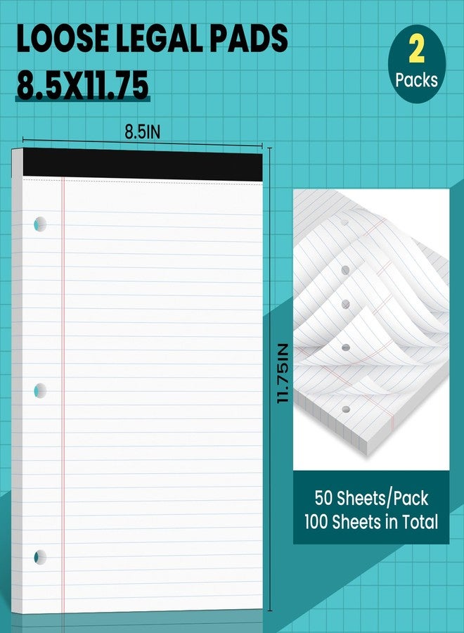 Ciphyfee Legal Pads 8.5x11, Pack/50 Sheets, 2-Pack,3-Hole Punch & Perforated Writing Pads, Wide Ruled White Lined Paper, Notebook 8.5x11,Notepads 8.5x11 for Business, School and Office Supplies - Image 2