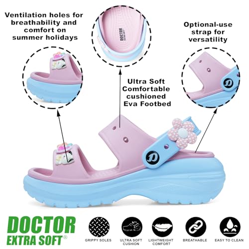 DOCTOR EXTRA SOFT Women's Classic & Premium Casual Clogs/Sandals with Cute Charms for Adult | Comfortable & LightWeight| Stylish & Anti-Skid | Waterproof Everyday Cushion Slippers Girls/Ladies D-554 - Image 2