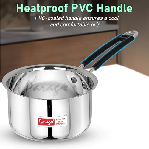 Parage 3 Pieces Stainless Steel Sauce Pan, Tea Pan, Milk Pan Heavy Guage With Heat-Resistant Wire Handle Induction & Gas Stove Friendly (1 LTR, 1.25 LTR, 1.75 LTR, Silver),4 Liter - Image 5