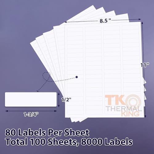 TK Thermal King 3 1/3" x 4" 100 Sheets Permanent Adhesive White Shipping 600 Labels for Laser & Inkjet Printers (6 Labels/Sheet) - Image 2