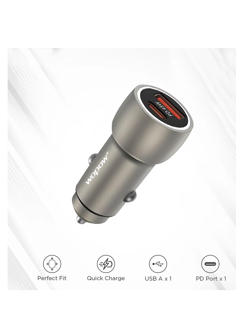 وبو شاحن سيارة سريع من وبو، بمنفذي USB مزدوجين، بقوة 48 واط، يدعم الشحن السريع الذكي PD وQC3.0، مع حماية متعددة - CQ007 - Image 2