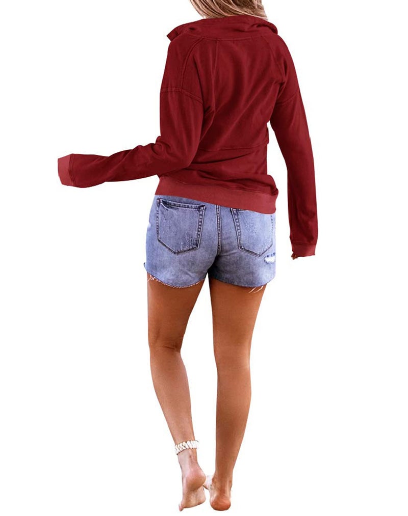 Floral Find Women's Long Sleeve Lapel Half Zip Up Sweatshirt Solid Stylish Loose Fit Casual Pullover Tops - Image 3