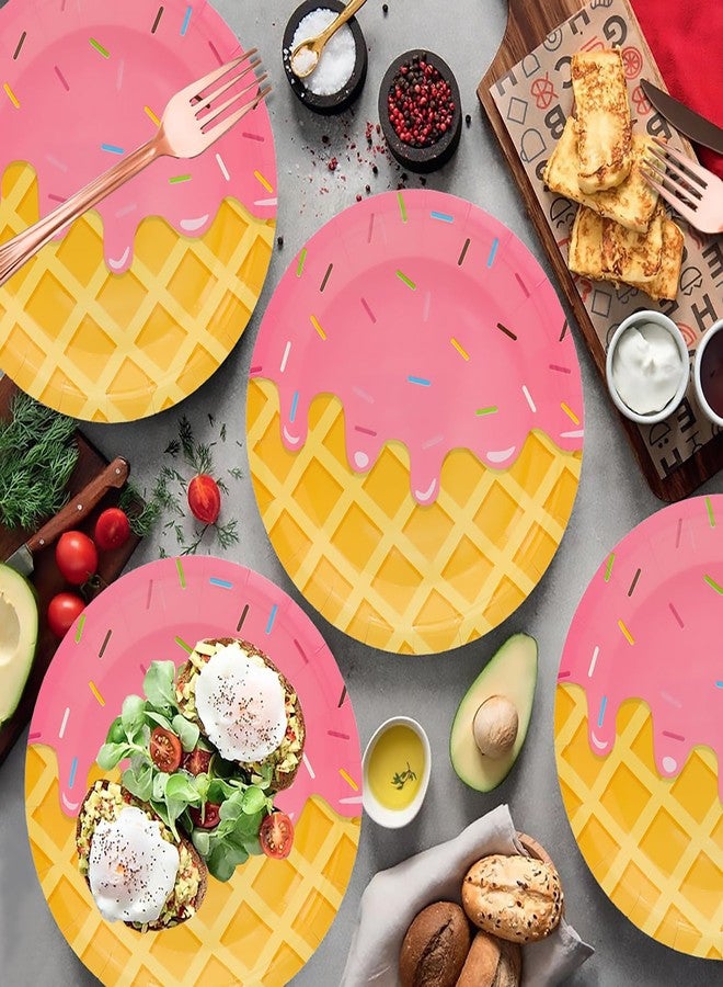 HSPAIDYP 50 Pcs Ice Cream Party Supplies Ice Cream Paper Plates,7" Ice Cream Dessert Plates Sweet One Popsicle Plates for Ice Cream Popsicle Themed Girls Ice Cream Birthday Party Decorations (pink) - Image 4