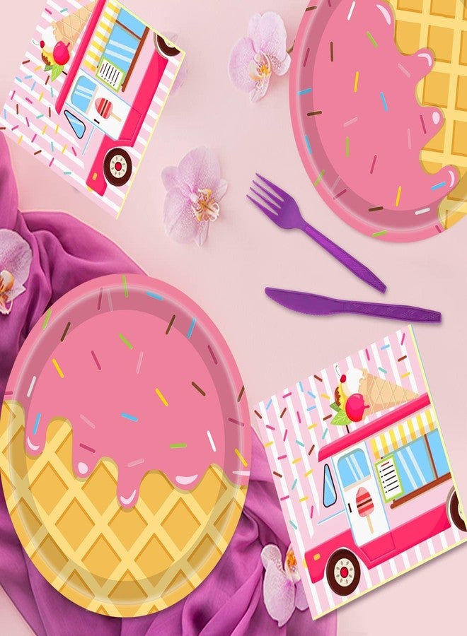 HSPAIDYP 50 Pcs Ice Cream Party Supplies Ice Cream Paper Plates,7" Ice Cream Dessert Plates Sweet One Popsicle Plates for Ice Cream Popsicle Themed Girls Ice Cream Birthday Party Decorations (pink) - Image 5