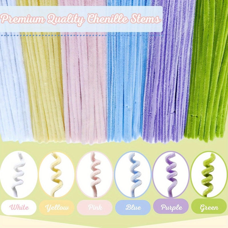 874 Pcs Green Pipe Cleaners Kit With Step By Step Video For Flower Bouquet Crafts - Image 4