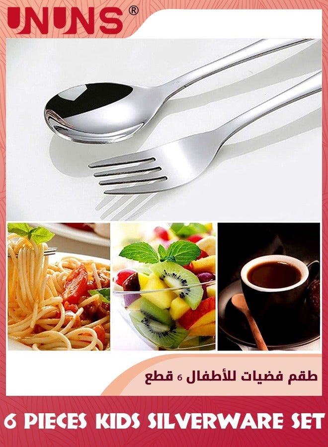 UNUNS Kids Silverware Set,6 Pieces Stainless Steel Kids Cutlery Set/Toddler Utensils/Flatware-2 Forks,2 Safe Dinner Knives,2 Dinner Spoons,Mirror Polished,Dishwasher Safe,Little Bear Flatware Set - Image 4