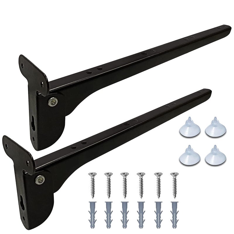 Amazio® Premium Heavy Duty 9" Foldable Mild Steel Racks and Shelves Brackets with Fittings for fold Down Steel Table or fold Down Racks L Brackets for Shelves Support - 9 Inch (Pack of 2) - Image 5