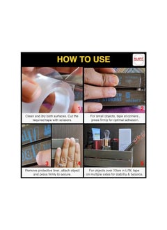 KLAPiT KLAPiT SUPER TAPE Double Sided Heavy Duty Mounting Tape Holds 350 Pounds or 161Kg Weight Using Enhanced Nano Technology. Clear Tape for Wall, Wood, Tile, Stone, Glass, Metal and Acrylic Slim 7m  - Image 5