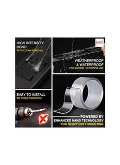 KLAPiT KLAPiT SUPER TAPE Double Sided Heavy Duty Mounting Tape Holds 350 Pounds or 161Kg Weight Using Enhanced Nano Technology. Clear Tape for Wall, Wood, Tile, Stone, Glass, Metal and Acrylic Slim 7m  - Image 2