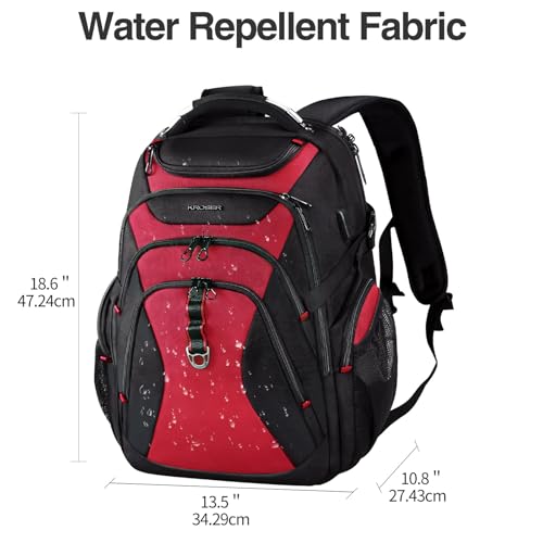 KROSER Travel Laptop Backpack 173 Inch XL Computer Backpack with Hard Shell Saferoom RFID Pockets WaterRepellent Business College Daypack Stylish Bag for MenWomenBlack Red - Image 3