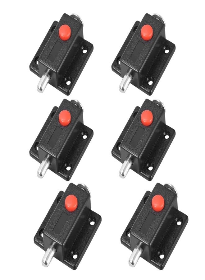 Valajogi 6 Pack Spring Loaded Door Bolt Lock with Push Button, Automatic Security Bolt Latch for Doors Windows Cabinets, Heavy Duty Mount Slide Lock, Home Safety Door Lock Hardware (Black) - Image 1