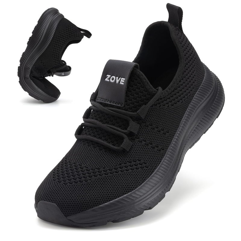 ZOVE Wide Toe Box Shoes Women Extra Wide Width Sneakers Ultra Light Road Running Shoes Non-Slip Tennis Sneakers Breathable Walking Athletic 8803 Full Black 40 - Image 1
