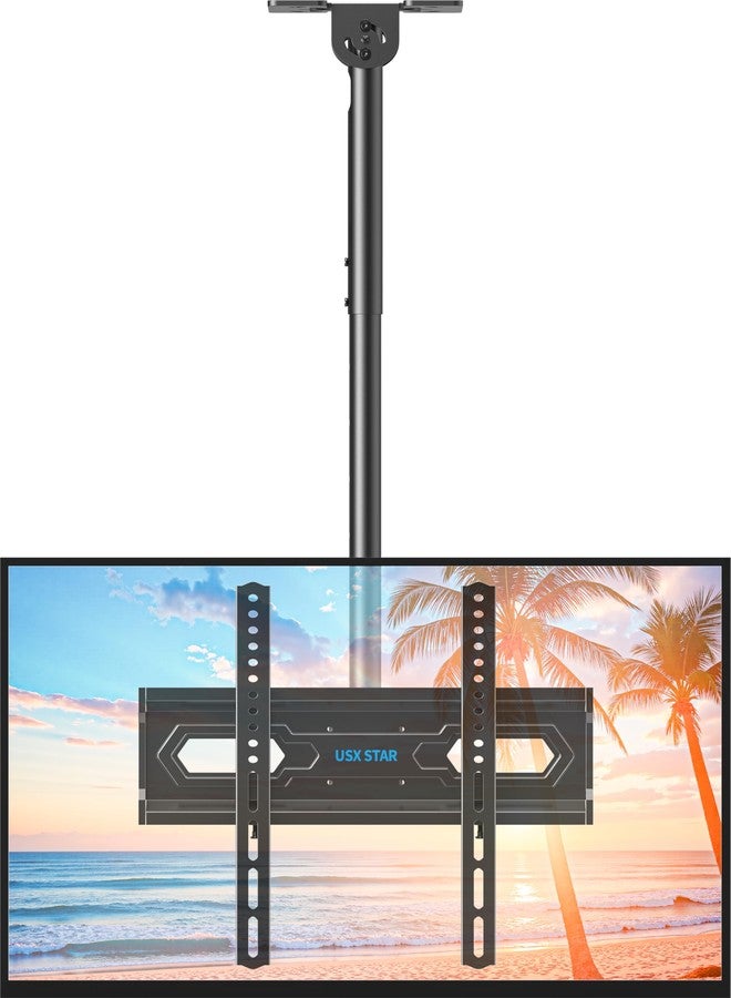USX STAR Ceiling Outdoor TV Mount for 26-65 inch TVs, 360° Swivel Full Motion Ceiling Mount TV Bracket, Height Adjustable, Tilt TVs Ceilings Mounts, Supports up to 110 Lbs, Max VESA 400x400mm - Image 1