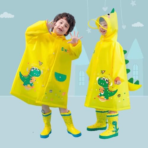 Bold N Elegant 3D Kids Cartoon Soft Luxurious Waterproof Raincoat Rain Jacket Rain Suit with Backpack Space and a complimatory Storage Pouch for Kids Boys n Girls (IN, Age, 2 Years, 4 Years, Yellow) - Image 2