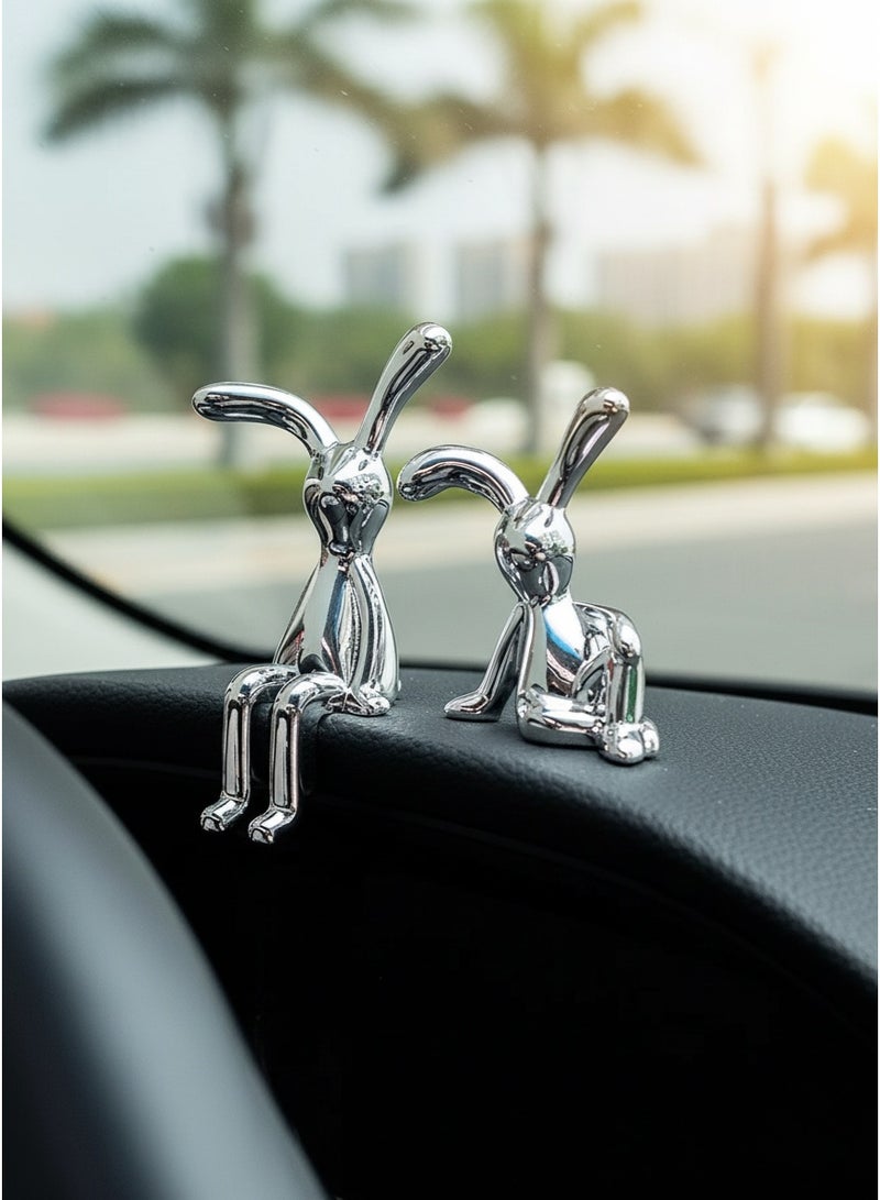 BABONA 2 Pieces Rabbit Car Ornaments Light Luxury Cute Durable Car Interior Decor Creative Console Accent Dashboard Desk Decoration Car Owners Desk Enthusiasts - Image 1