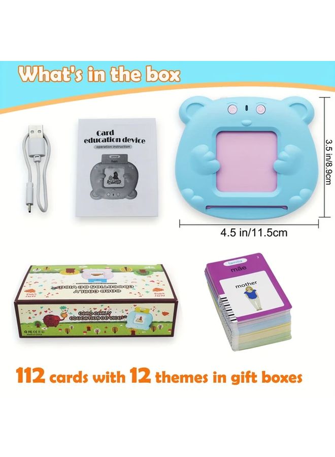112 Cards 224 Words Portuguese English Bilingual Talking Flash Cards Learning Sensory Phonics Auditory Toy - Image 3