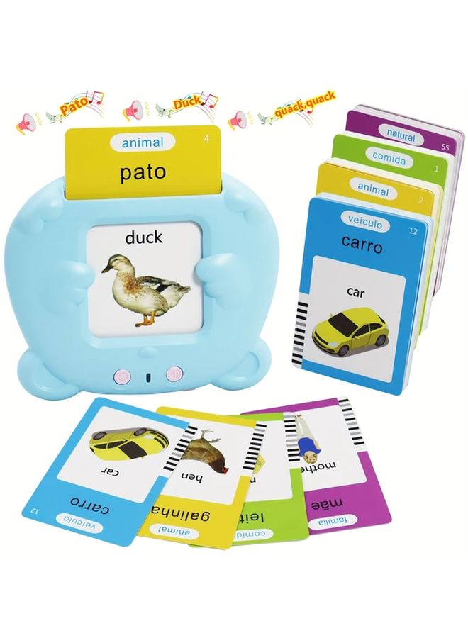 112 Cards 224 Words Portuguese English Bilingual Talking Flash Cards Learning Sensory Phonics Auditory Toy - Image 2