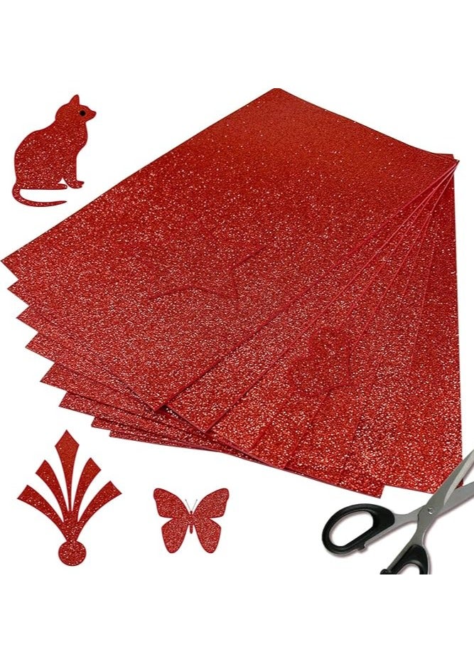 أوراق فوم EVA لامعة حمراء، عبوة 10 قطع، أوراق فوم سميكة من جهة واحدة تتلألأ، 8 × 12 بوصة، فوم لامع غير لاصق ممتاز للحرف اليدوية، مشاريع الفن، تزيين الحفلات (لامع أحمر) - Image 4