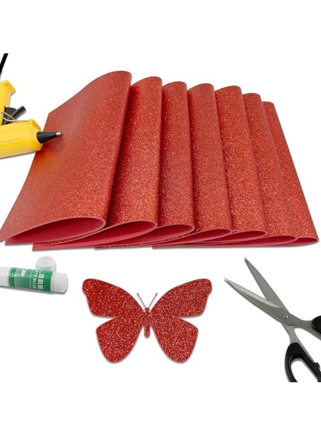 أوراق فوم EVA لامعة حمراء، عبوة 10 قطع، أوراق فوم سميكة من جهة واحدة تتلألأ، 8 × 12 بوصة، فوم لامع غير لاصق ممتاز للحرف اليدوية، مشاريع الفن، تزيين الحفلات (لامع أحمر) - Image 5