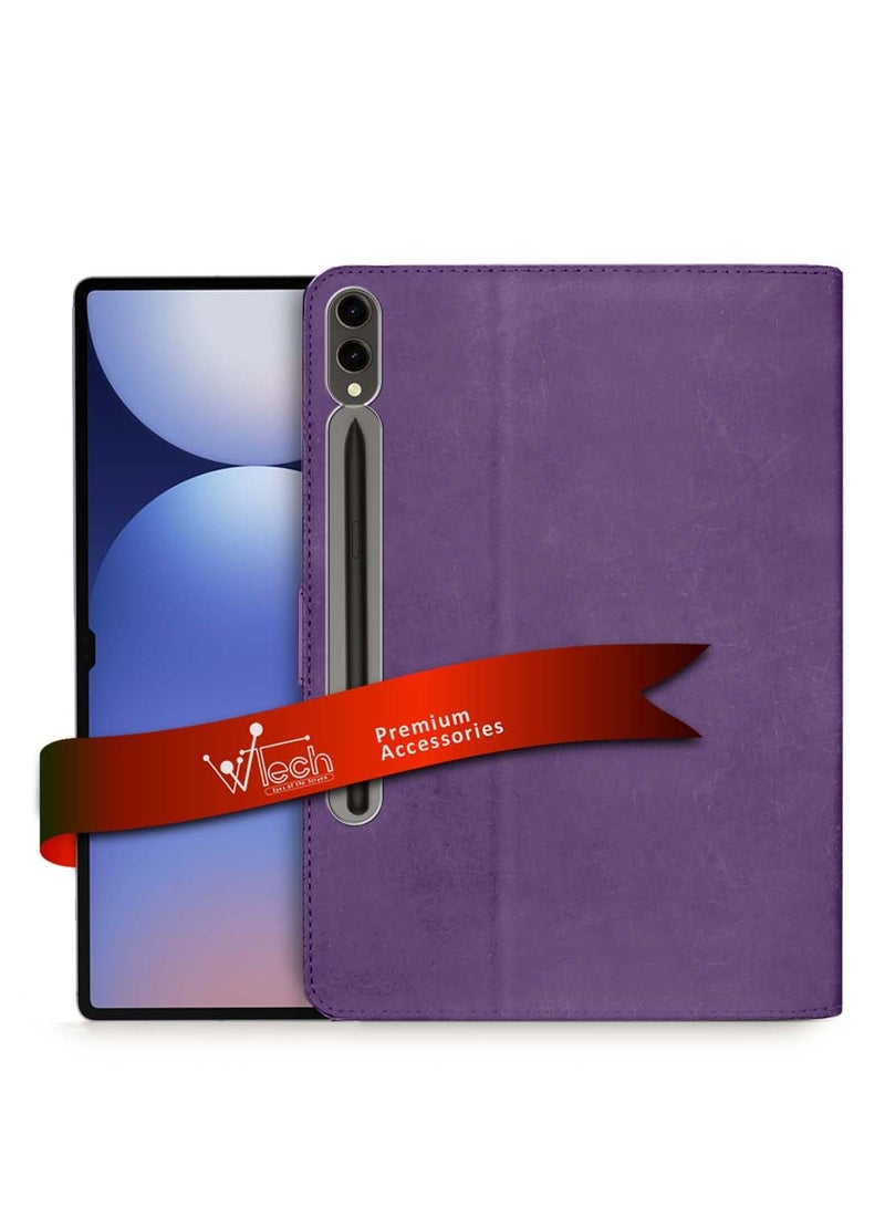 Wtech Samsung Galaxy Tab S10+ / S10 Plus 5G 2024 (12.4 inch) X820 X826B WTech PU Leather Magnetic Closure Flip Case Cover - Purple - Image 1