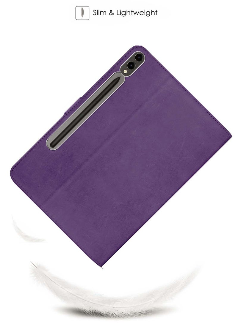 Wtech Samsung Galaxy Tab S10+ / S10 Plus 5G 2024 (12.4 inch) X820 X826B WTech PU Leather Magnetic Closure Flip Case Cover - Purple - Image 3