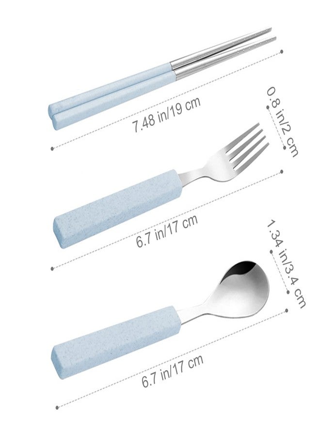 VANRA 3-Piece Children Utensils Set 18/8 Stainless Steel Child Flatware Set Silverware Spoon Fork Chopstick Set with Travel Case for Kids Lunch Box - Image 5