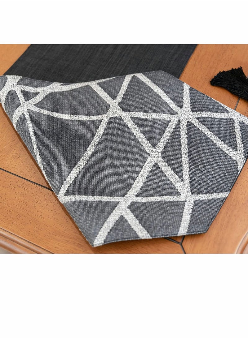 KASTWAVE - Table Runner, Boho Runners 72 inches Long, Modern AB Side Linen Black and Mineral Gray with Tassels, Holiday Coffee Farmhouse Style for Dining Room - Image 1