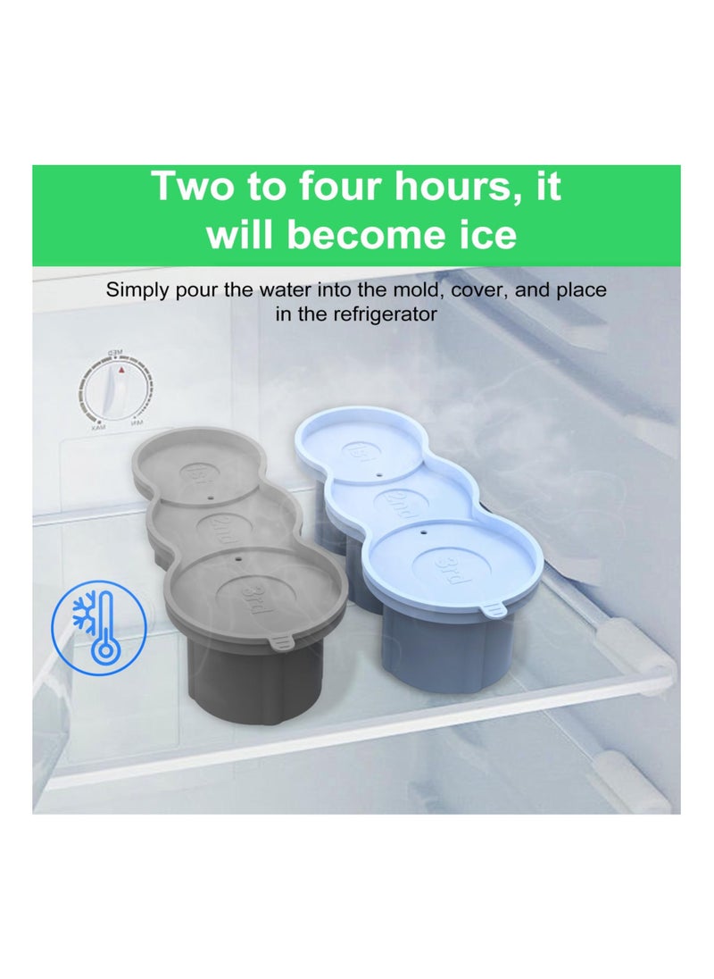 KASTWAVE - Ice Cube Tray for Stanley Cup, Silicone Ice Cube Mold with Spill-Resistant Lid, 3 Hollow Cylinder Ice Cube Molds, Ice Cube Trays for Freezer Drinks Whiskey, Compatible with 20oz-40oz Tumbler, Blue - Image 1