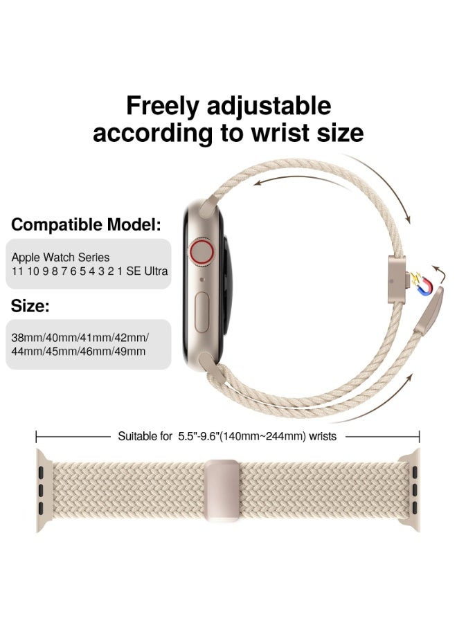 شيك فايب سوار معصم مغناطيسي قابل للتعديل من النايلون لساعة Apple Watch Series 11 46 مم/Series 10 46 مم، Apple Watch Ultra 3/Ultra 2/Ultra 49 مم، S9/S8/S7 45 مم، SE3/SE2/SE/S6/S5/S4 44 مم، S3/S2/S1 42 مم، سوار iWatch للرجال والنساء، حزام مرن مضفر من النايلون المرن وآمن ومريح ومرن مع مشبك مظلة. - Image 3