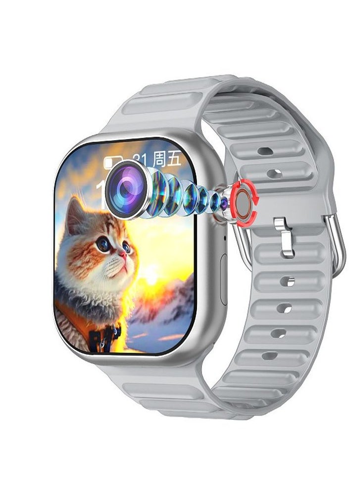 Smartbarry - C95 Ultra Android Smartwatch With Sim and 6Gb Ram 64Gb Rom Rotating camera 2 set Strap - Silver - Image 1