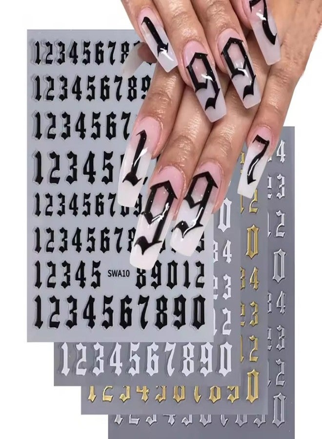 HYWWPFLAY 8 Sheets Old English Letters & Numbers Nail Stickers, Retro Letters Nail Art Stickers, Self-Adhesive Letter Nail Decals, Alphabet Sticker Nails, Numbers Nail Designs Supplies for Women - Image 2